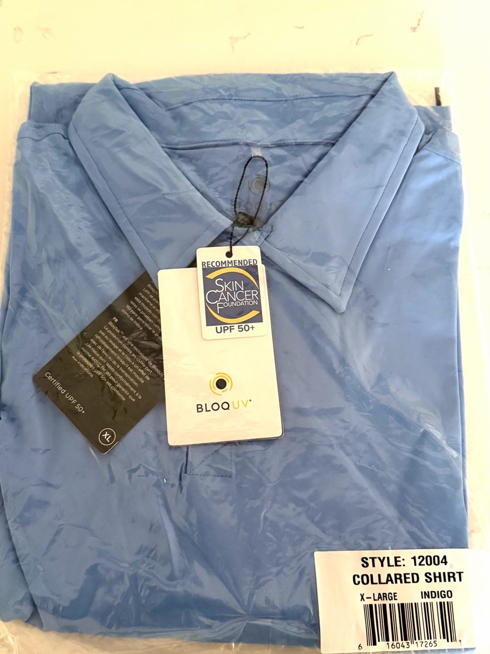 NWT BloqUV Men’s Indigo Blue Athleisure Shirt | UPF 50+ Sun Protection Size XL
